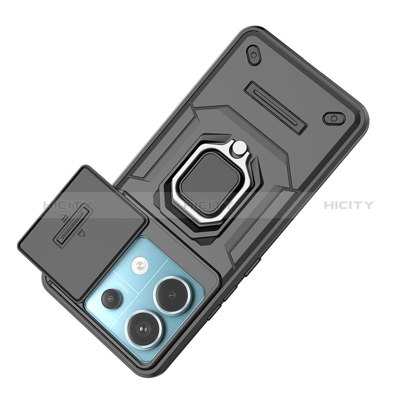 Funda Bumper Silicona y Plastico Mate Carcasa con Magnetico Anillo de dedo Soporte K2C para Xiaomi Redmi Note 13 Pro 5G