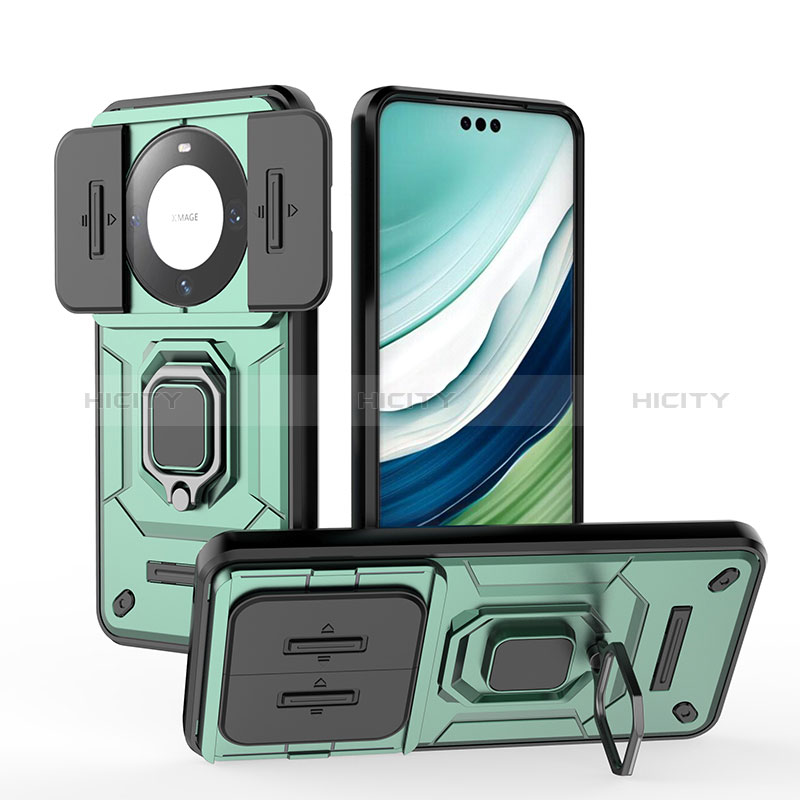 Funda Bumper Silicona y Plastico Mate Carcasa con Magnetico Anillo de dedo Soporte K3C para Huawei Mate 60 Pro+ Plus