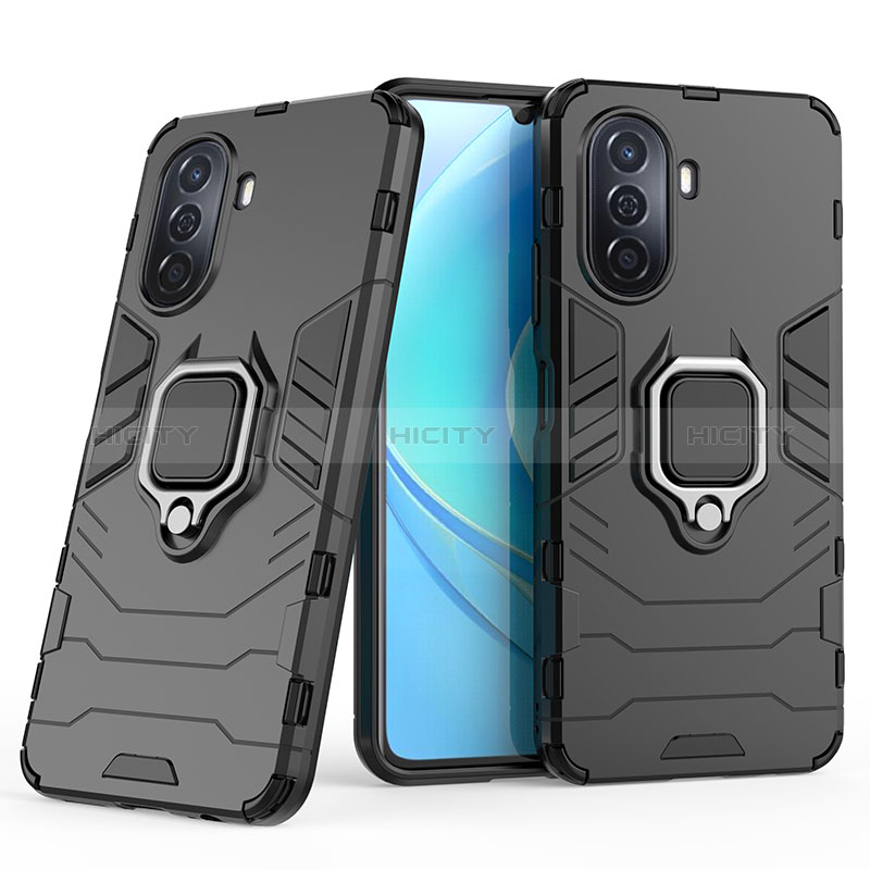 Funda Bumper Silicona y Plastico Mate Carcasa con Magnetico Anillo de dedo Soporte KC1 para Huawei Enjoy 50