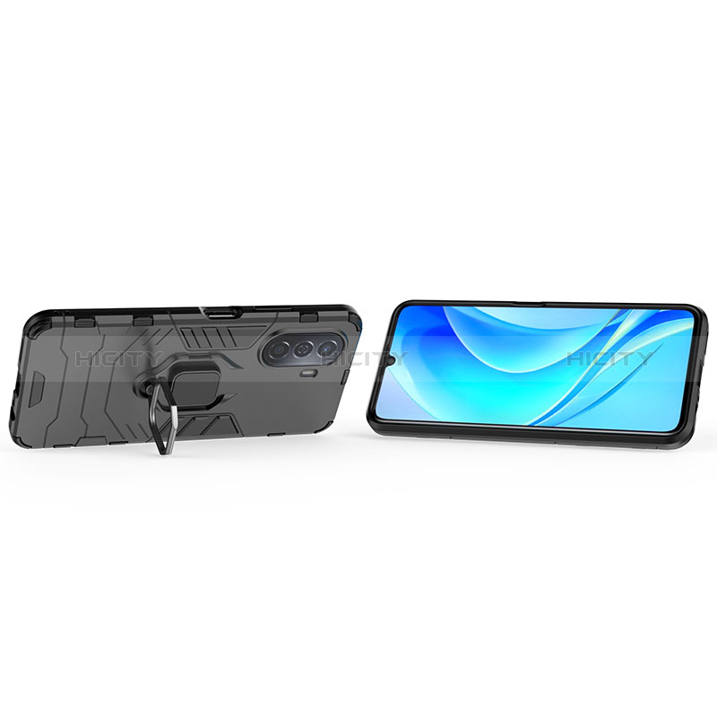 Funda Bumper Silicona y Plastico Mate Carcasa con Magnetico Anillo de dedo Soporte KC1 para Huawei Enjoy 50