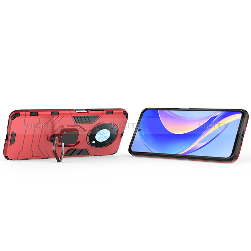 Funda Bumper Silicona y Plastico Mate Carcasa con Magnetico Anillo de dedo Soporte KC1 para Huawei Enjoy 50 Pro