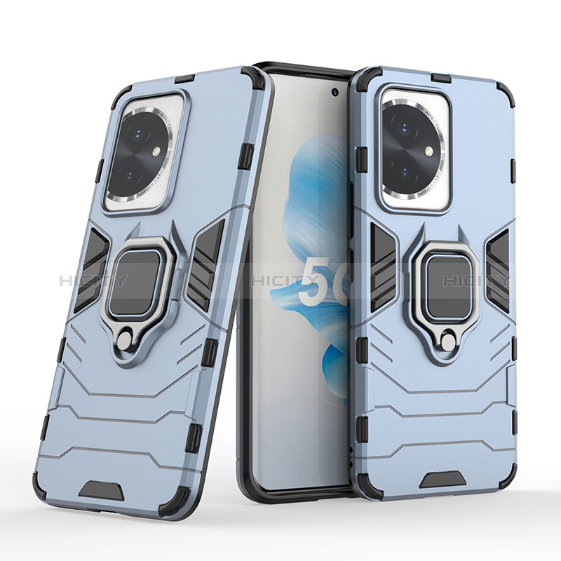 Funda Bumper Silicona y Plastico Mate Carcasa con Magnetico Anillo de dedo Soporte KC1 para Huawei Honor 100 5G