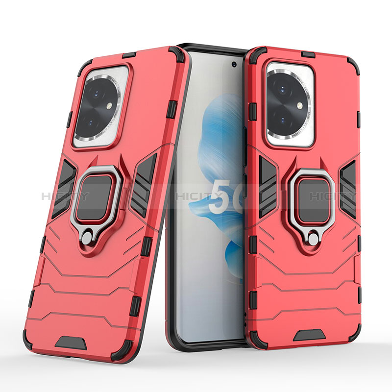 Funda Bumper Silicona y Plastico Mate Carcasa con Magnetico Anillo de dedo Soporte KC1 para Huawei Honor 100 5G