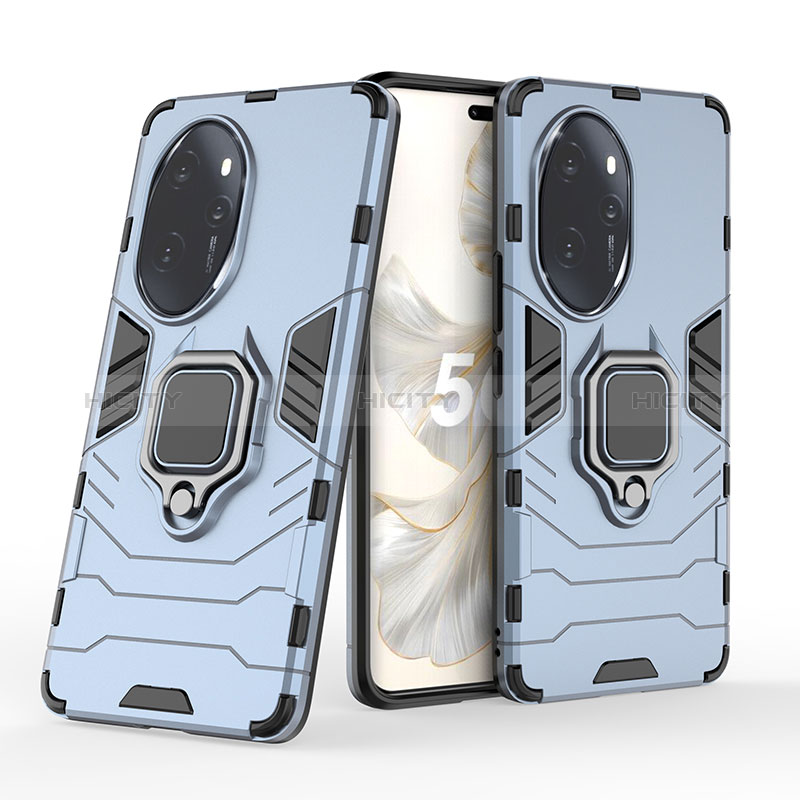 Funda Bumper Silicona y Plastico Mate Carcasa con Magnetico Anillo de dedo Soporte KC1 para Huawei Honor 100 Pro 5G