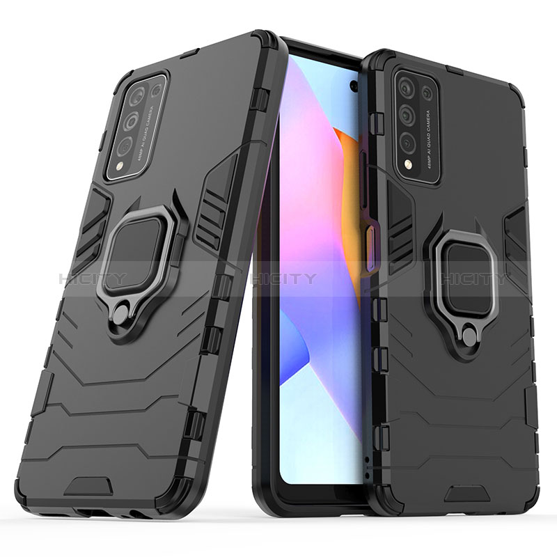 Funda Bumper Silicona y Plastico Mate Carcasa con Magnetico Anillo de dedo Soporte KC1 para Huawei Honor 10X Lite