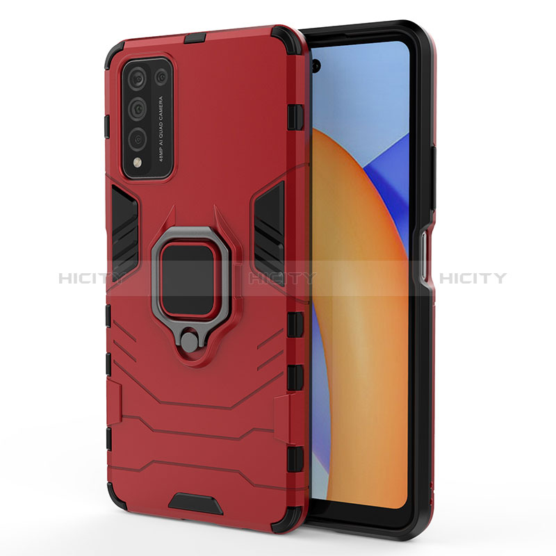 Funda Bumper Silicona y Plastico Mate Carcasa con Magnetico Anillo de dedo Soporte KC1 para Huawei Honor 10X Lite