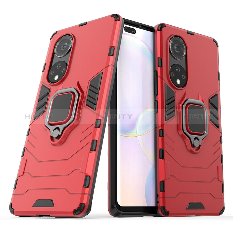 Funda Bumper Silicona y Plastico Mate Carcasa con Magnetico Anillo de dedo Soporte KC1 para Huawei Honor 50 Pro 5G