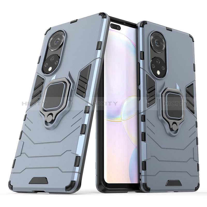 Funda Bumper Silicona y Plastico Mate Carcasa con Magnetico Anillo de dedo Soporte KC1 para Huawei Honor 50 Pro 5G