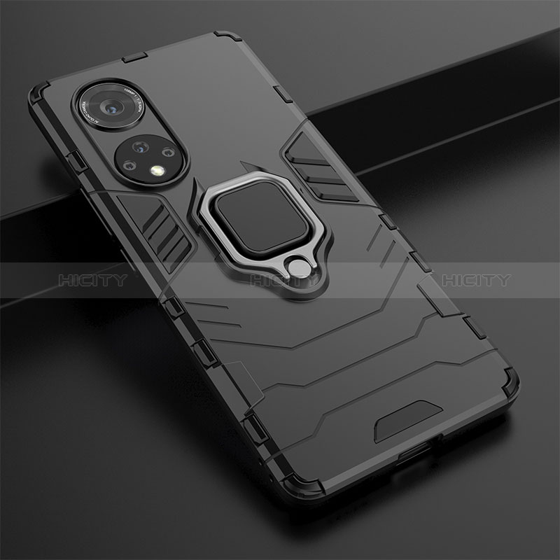 Funda Bumper Silicona y Plastico Mate Carcasa con Magnetico Anillo de dedo Soporte KC1 para Huawei Honor 50 Pro 5G