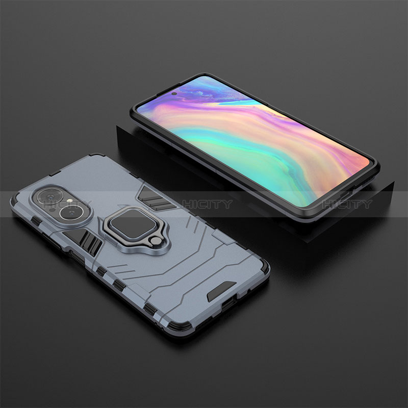 Funda Bumper Silicona y Plastico Mate Carcasa con Magnetico Anillo de dedo Soporte KC1 para Huawei Honor 50 SE 5G