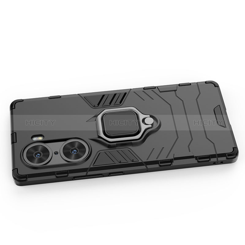 Funda Bumper Silicona y Plastico Mate Carcasa con Magnetico Anillo de dedo Soporte KC1 para Huawei Honor 60 5G