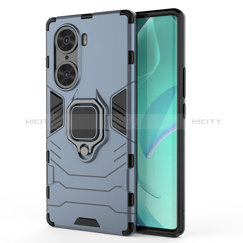 Funda Bumper Silicona y Plastico Mate Carcasa con Magnetico Anillo de dedo Soporte KC1 para Huawei Honor 60 Pro 5G