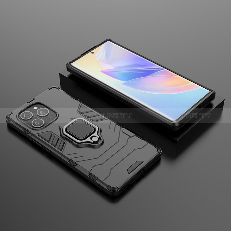 Funda Bumper Silicona y Plastico Mate Carcasa con Magnetico Anillo de dedo Soporte KC1 para Huawei Honor 60 SE 5G