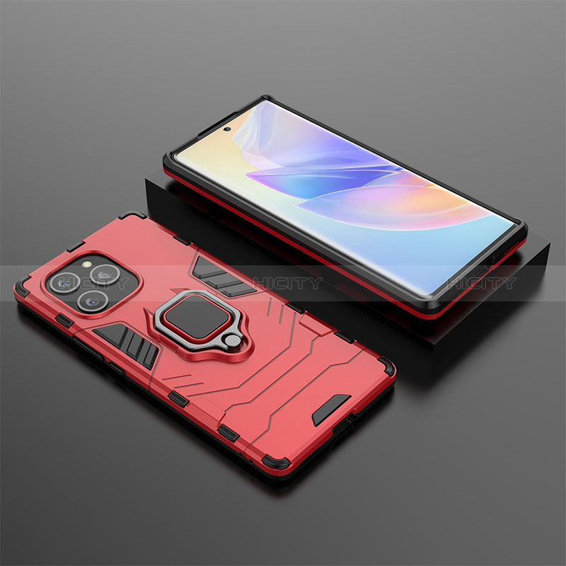 Funda Bumper Silicona y Plastico Mate Carcasa con Magnetico Anillo de dedo Soporte KC1 para Huawei Honor 60 SE 5G