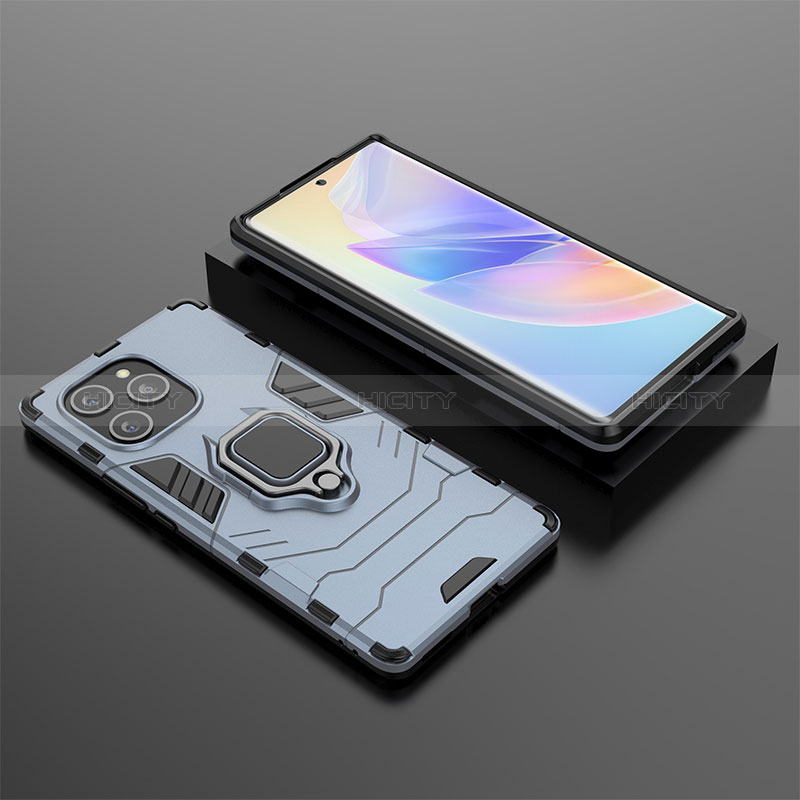 Funda Bumper Silicona y Plastico Mate Carcasa con Magnetico Anillo de dedo Soporte KC1 para Huawei Honor 60 SE 5G