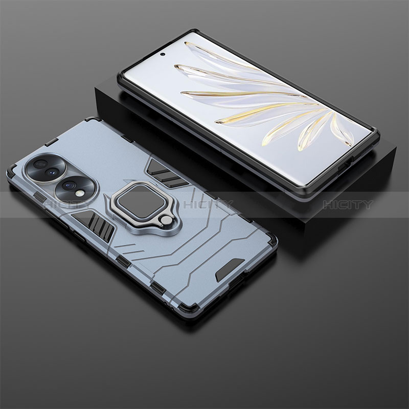 Funda Bumper Silicona y Plastico Mate Carcasa con Magnetico Anillo de dedo Soporte KC1 para Huawei Honor 70 5G