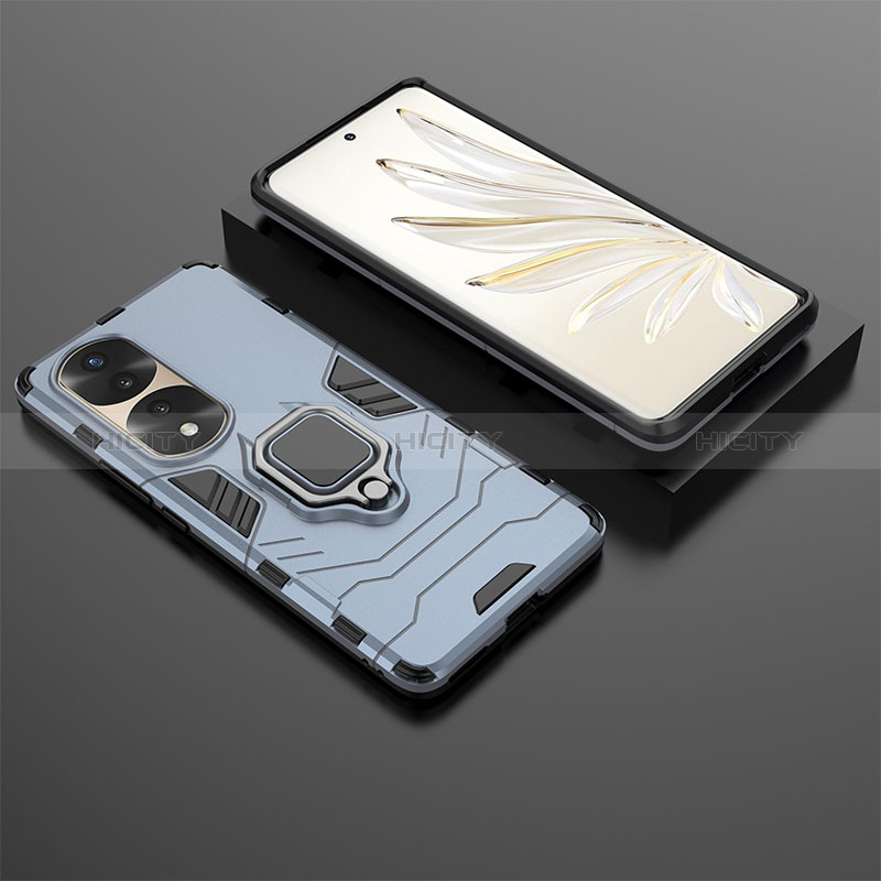 Funda Bumper Silicona y Plastico Mate Carcasa con Magnetico Anillo de dedo Soporte KC1 para Huawei Honor 70 Pro+ Plus 5G