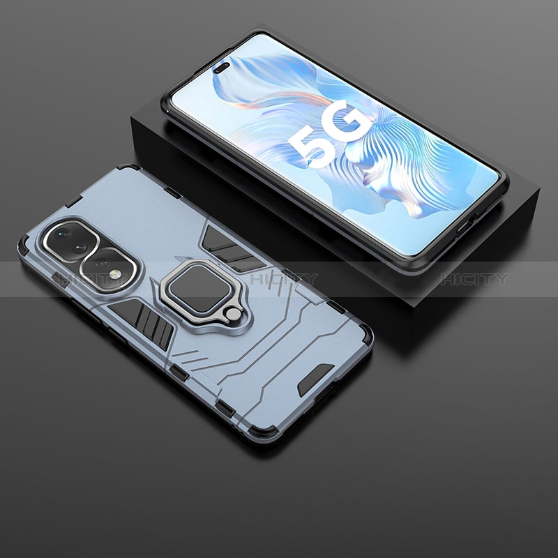 Funda Bumper Silicona y Plastico Mate Carcasa con Magnetico Anillo de dedo Soporte KC1 para Huawei Honor 80 Pro 5G