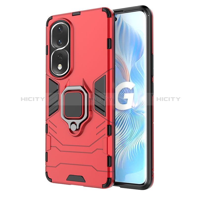 Funda Bumper Silicona y Plastico Mate Carcasa con Magnetico Anillo de dedo Soporte KC1 para Huawei Honor 80 Pro 5G