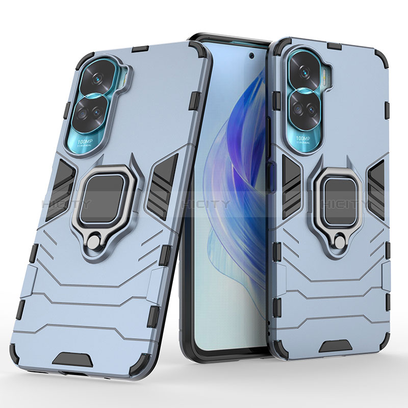 Funda Bumper Silicona y Plastico Mate Carcasa con Magnetico Anillo de dedo Soporte KC1 para Huawei Honor 90 Lite 5G