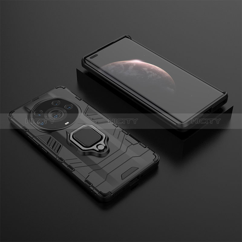 Funda Bumper Silicona y Plastico Mate Carcasa con Magnetico Anillo de dedo Soporte KC1 para Huawei Honor Magic3 Pro+ Plus 5G