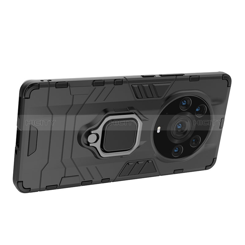 Funda Bumper Silicona y Plastico Mate Carcasa con Magnetico Anillo de dedo Soporte KC1 para Huawei Honor Magic3 Pro+ Plus 5G
