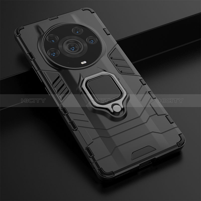 Funda Bumper Silicona y Plastico Mate Carcasa con Magnetico Anillo de dedo Soporte KC1 para Huawei Honor Magic3 Pro+ Plus 5G