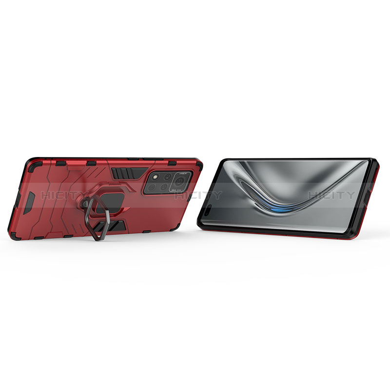 Funda Bumper Silicona y Plastico Mate Carcasa con Magnetico Anillo de dedo Soporte KC1 para Huawei Honor V40 5G