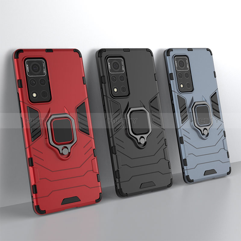 Funda Bumper Silicona y Plastico Mate Carcasa con Magnetico Anillo de dedo Soporte KC1 para Huawei Honor V40 5G