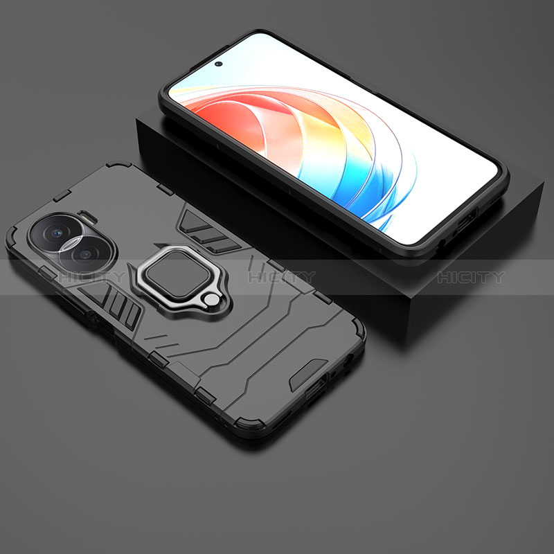 Funda Bumper Silicona y Plastico Mate Carcasa con Magnetico Anillo de dedo Soporte KC1 para Huawei Honor X40i 5G