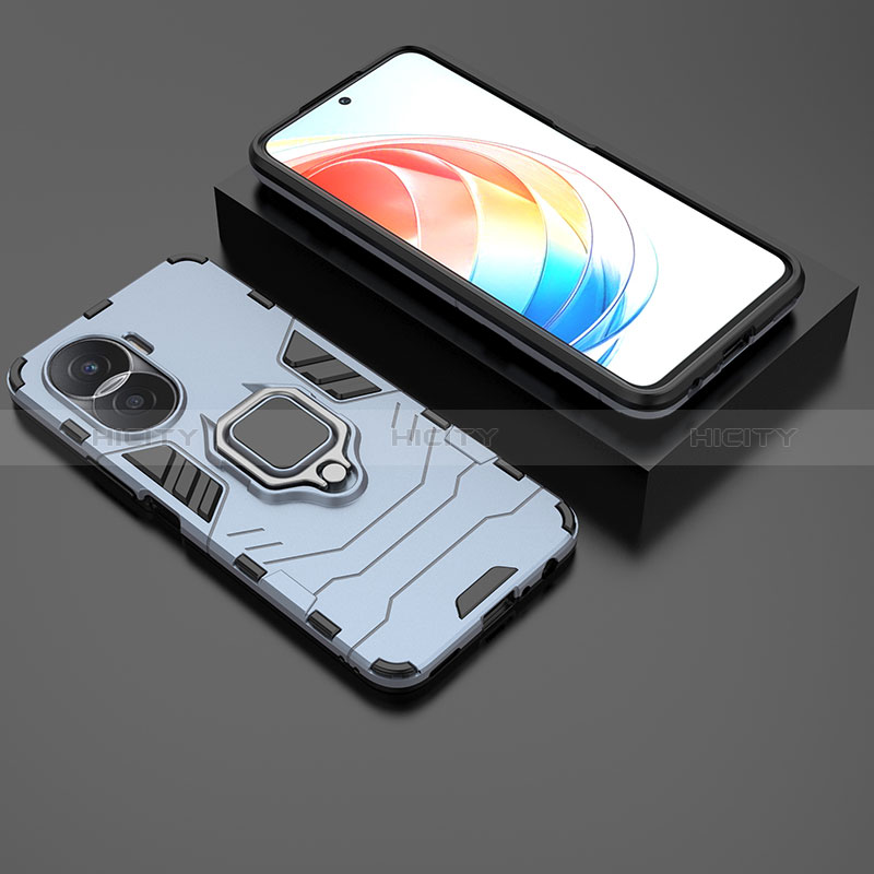 Funda Bumper Silicona y Plastico Mate Carcasa con Magnetico Anillo de dedo Soporte KC1 para Huawei Honor X40i 5G