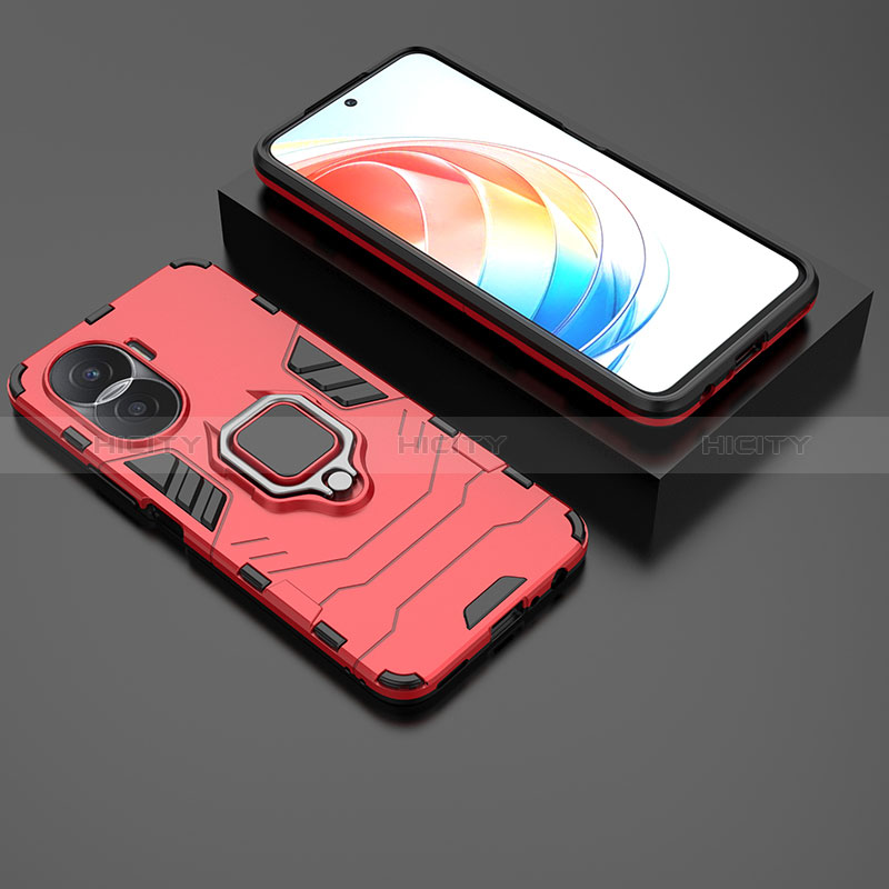 Funda Bumper Silicona y Plastico Mate Carcasa con Magnetico Anillo de dedo Soporte KC1 para Huawei Honor X40i 5G