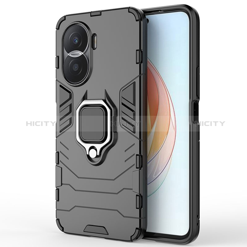 Funda Bumper Silicona y Plastico Mate Carcasa con Magnetico Anillo de dedo Soporte KC1 para Huawei Honor X40i 5G