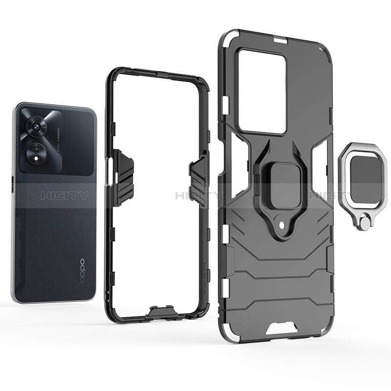 Funda Bumper Silicona y Plastico Mate Carcasa con Magnetico Anillo de dedo Soporte KC1 para Huawei Honor X5 Plus