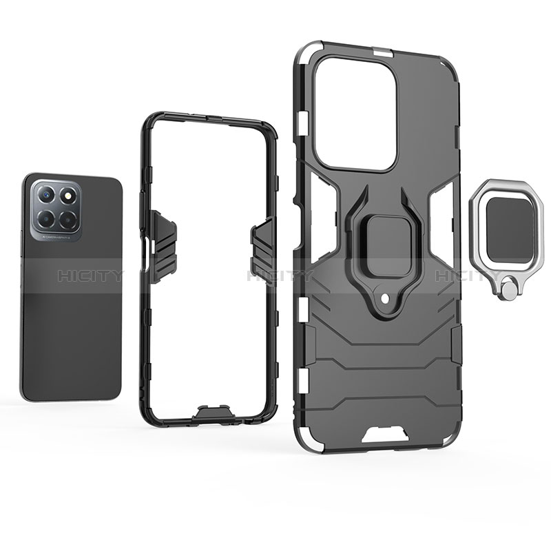 Funda Bumper Silicona y Plastico Mate Carcasa con Magnetico Anillo de dedo Soporte KC1 para Huawei Honor X6 5G