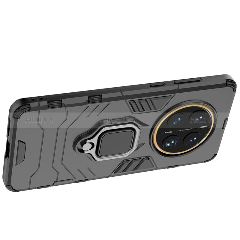 Funda Bumper Silicona y Plastico Mate Carcasa con Magnetico Anillo de dedo Soporte KC1 para Huawei Mate 50 Pro