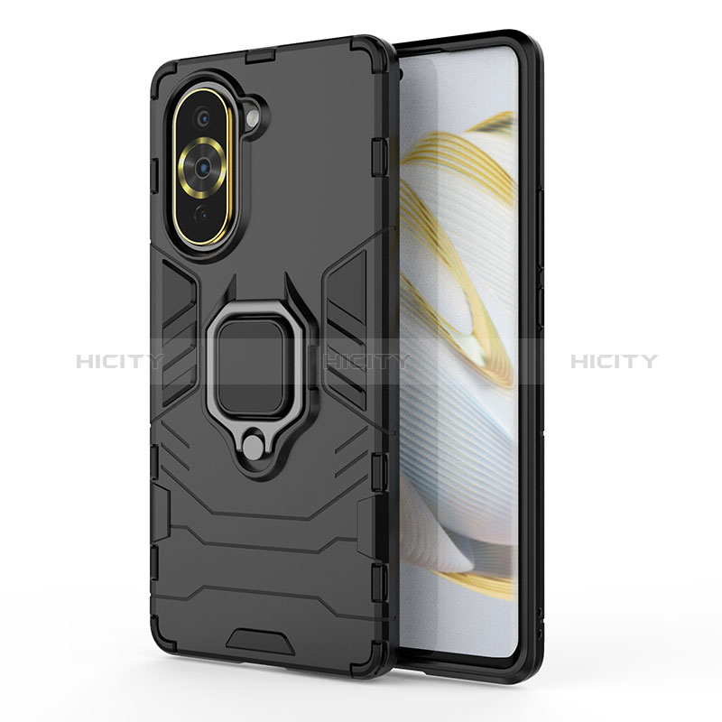 Funda Bumper Silicona y Plastico Mate Carcasa con Magnetico Anillo de dedo Soporte KC1 para Huawei Nova 10