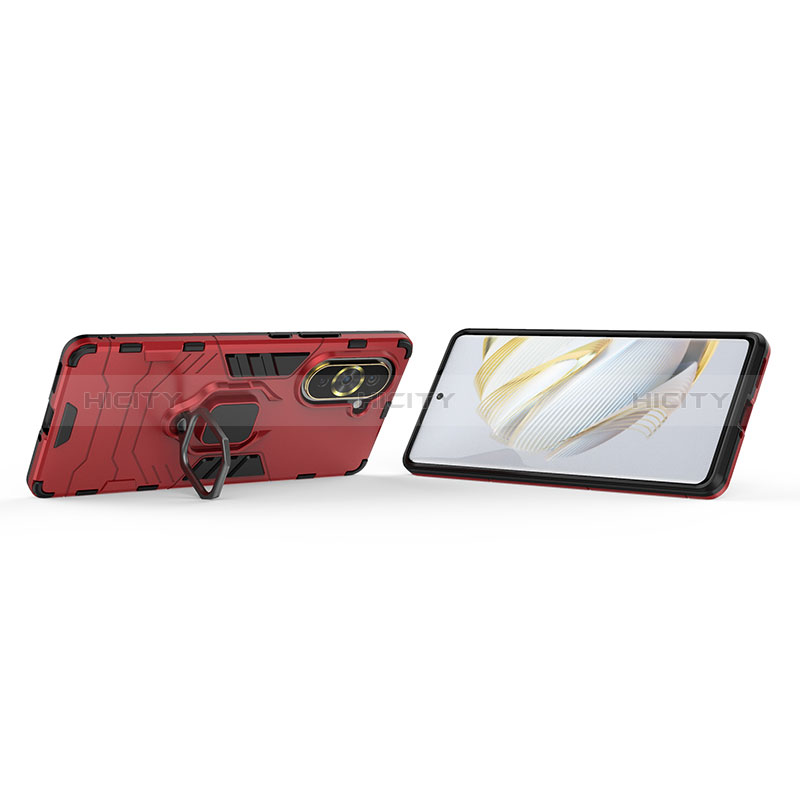 Funda Bumper Silicona y Plastico Mate Carcasa con Magnetico Anillo de dedo Soporte KC1 para Huawei Nova 10