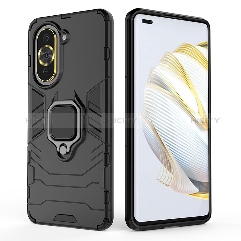 Funda Bumper Silicona y Plastico Mate Carcasa con Magnetico Anillo de dedo Soporte KC1 para Huawei Nova 10 Pro