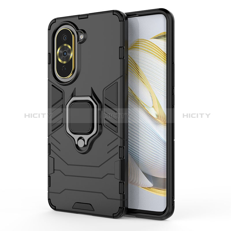 Funda Bumper Silicona y Plastico Mate Carcasa con Magnetico Anillo de dedo Soporte KC1 para Huawei Nova 10 Pro