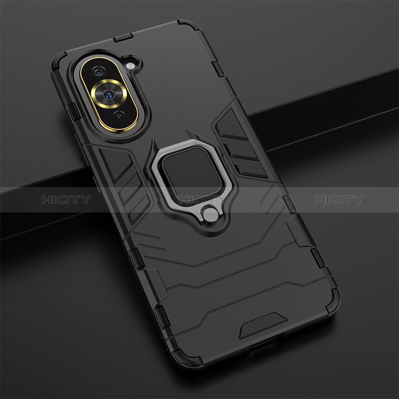 Funda Bumper Silicona y Plastico Mate Carcasa con Magnetico Anillo de dedo Soporte KC1 para Huawei Nova 10 Pro