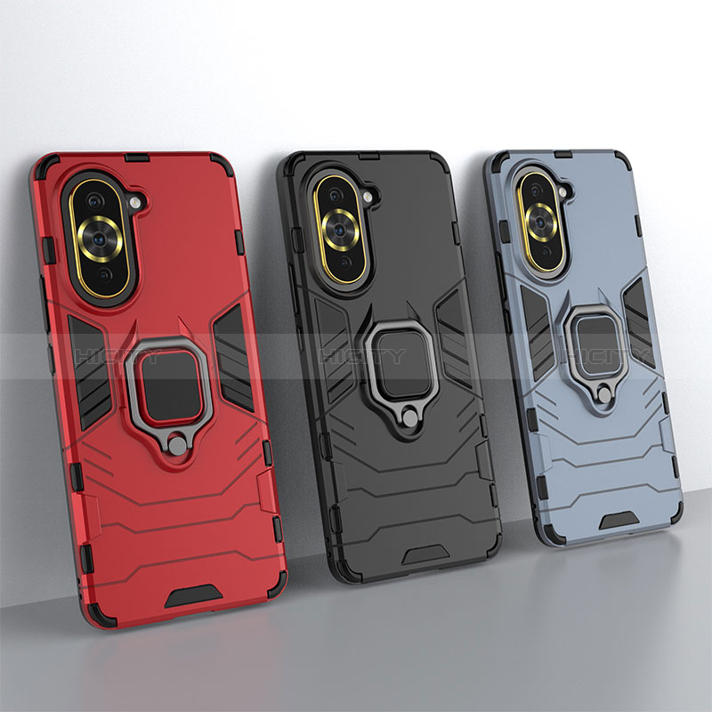 Funda Bumper Silicona y Plastico Mate Carcasa con Magnetico Anillo de dedo Soporte KC1 para Huawei Nova 10 Pro