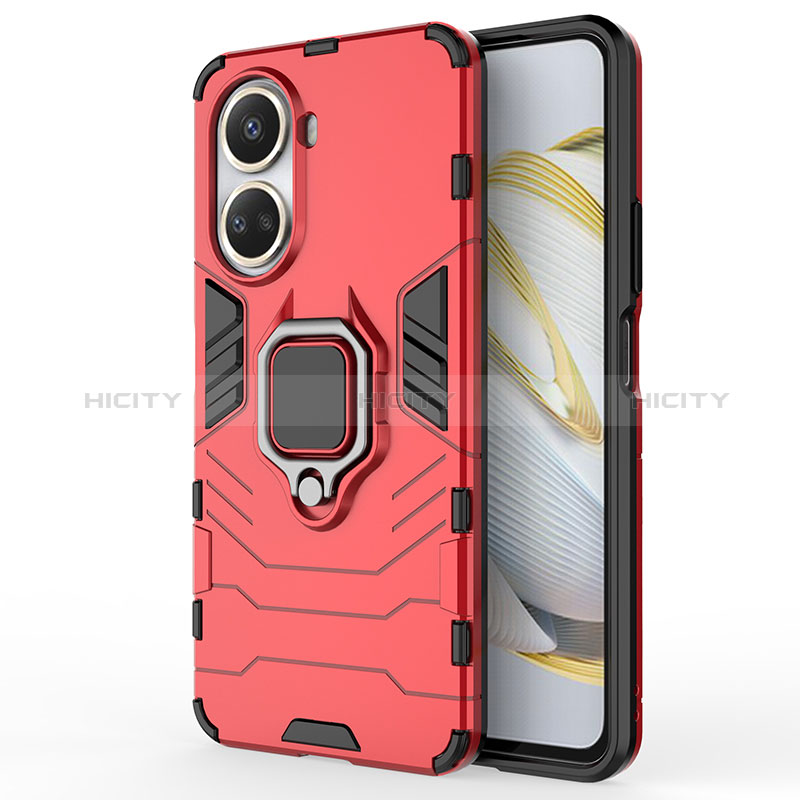 Funda Bumper Silicona y Plastico Mate Carcasa con Magnetico Anillo de dedo Soporte KC1 para Huawei Nova 10 SE