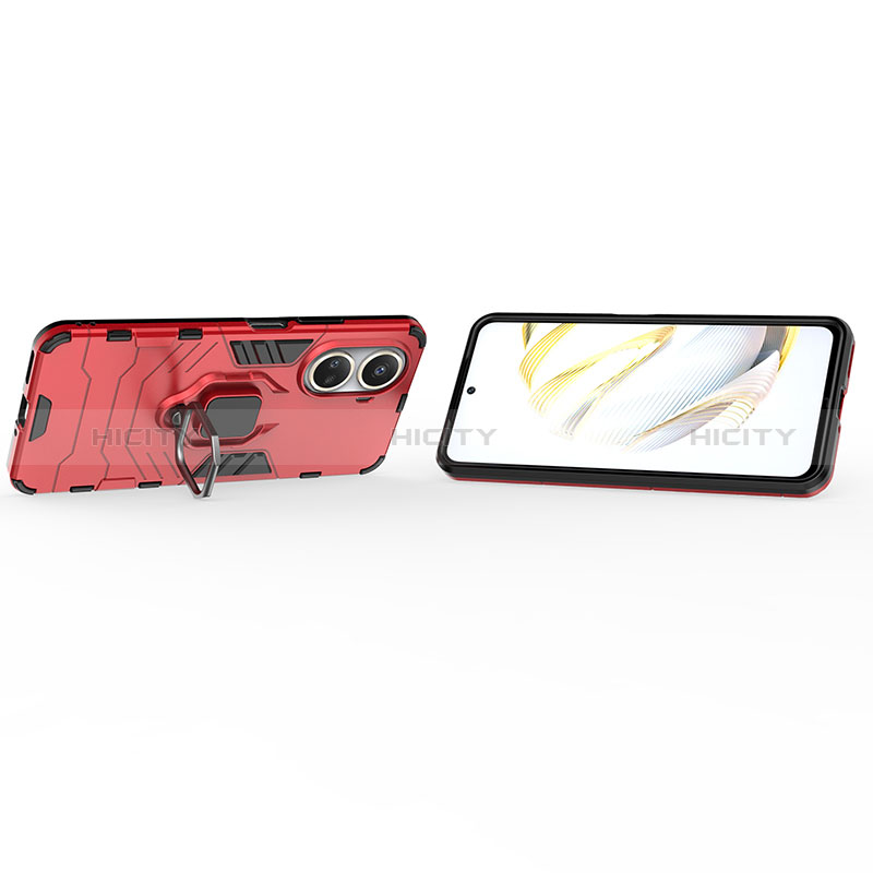 Funda Bumper Silicona y Plastico Mate Carcasa con Magnetico Anillo de dedo Soporte KC1 para Huawei Nova 10 SE