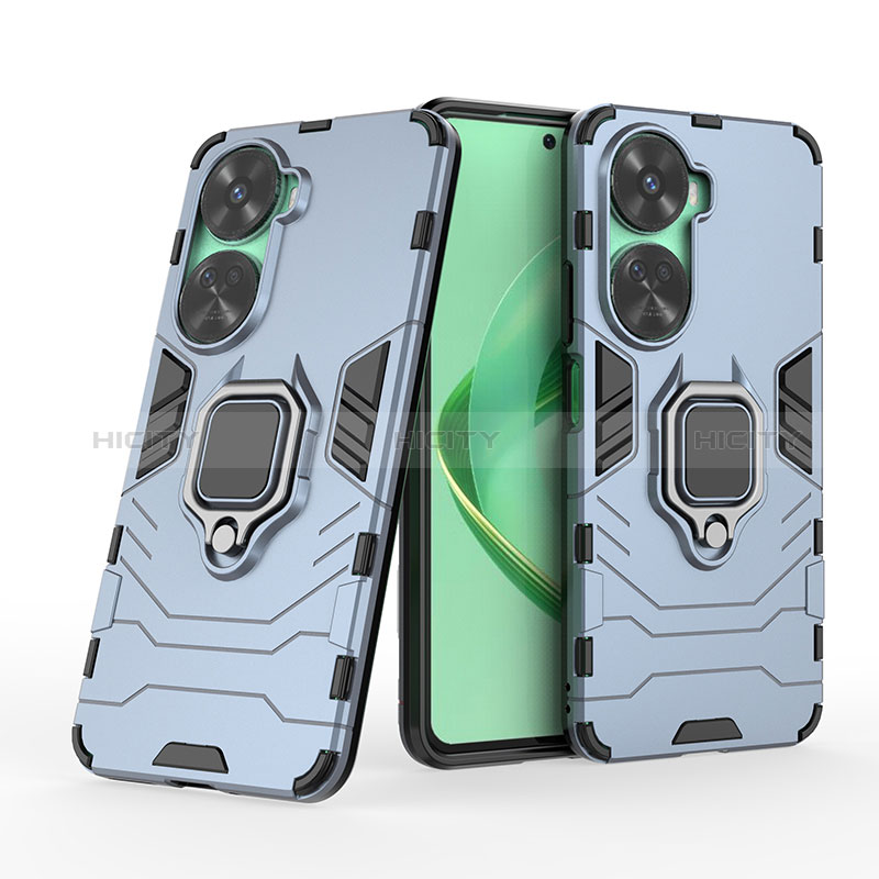 Funda Bumper Silicona y Plastico Mate Carcasa con Magnetico Anillo de dedo Soporte KC1 para Huawei Nova 11 SE