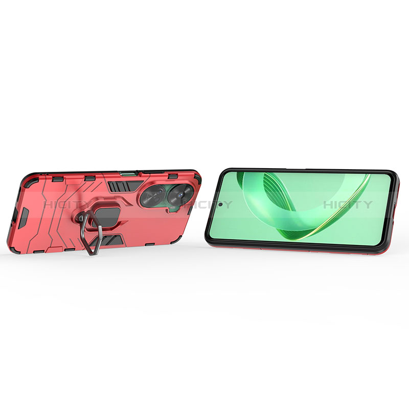 Funda Bumper Silicona y Plastico Mate Carcasa con Magnetico Anillo de dedo Soporte KC1 para Huawei Nova 11 SE