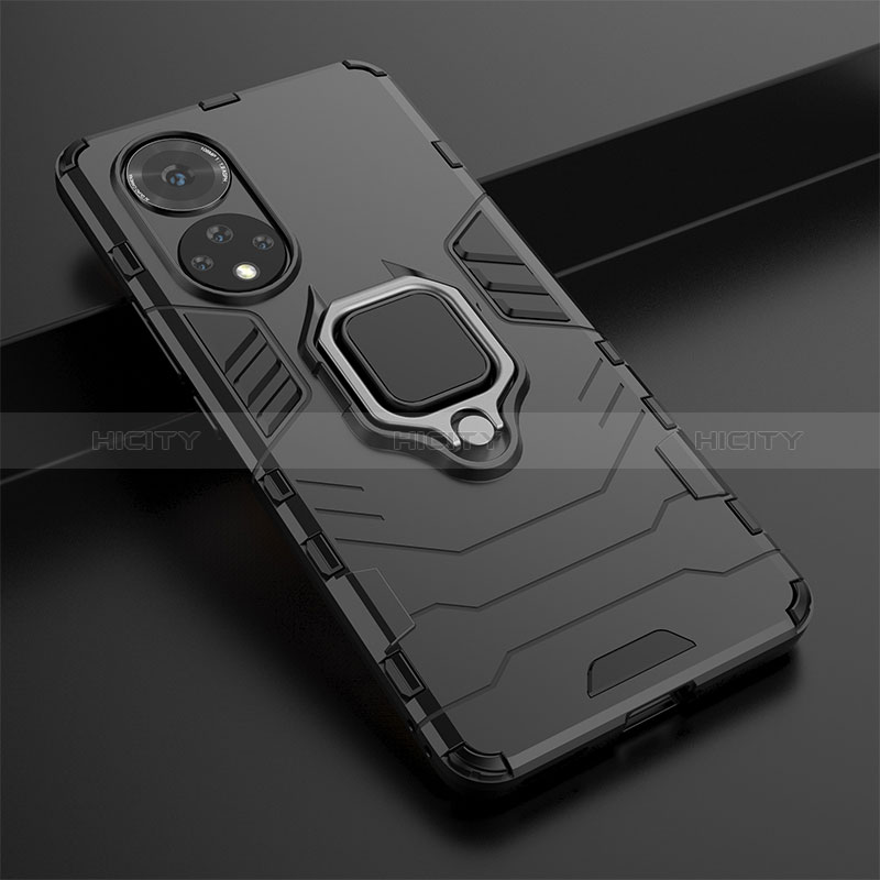 Funda Bumper Silicona y Plastico Mate Carcasa con Magnetico Anillo de dedo Soporte KC1 para Huawei Nova 9