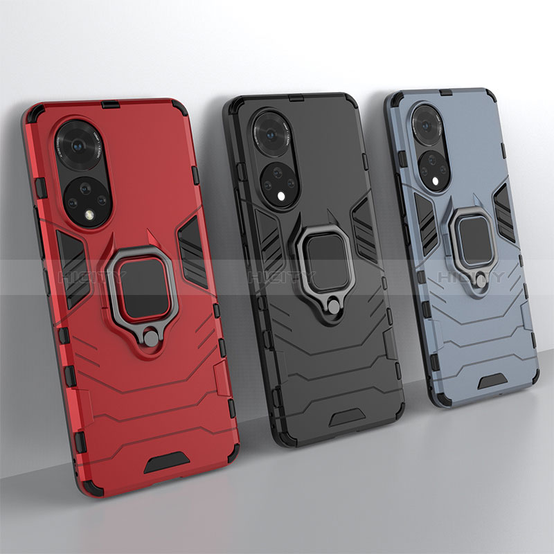 Funda Bumper Silicona y Plastico Mate Carcasa con Magnetico Anillo de dedo Soporte KC1 para Huawei Nova 9