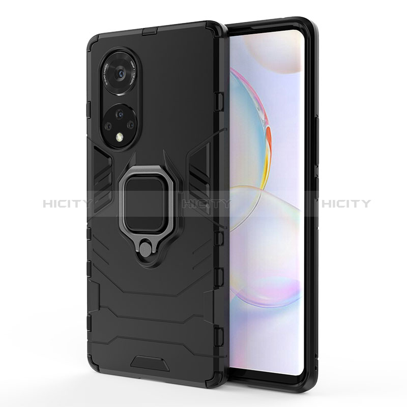 Funda Bumper Silicona y Plastico Mate Carcasa con Magnetico Anillo de dedo Soporte KC1 para Huawei Nova 9 Pro