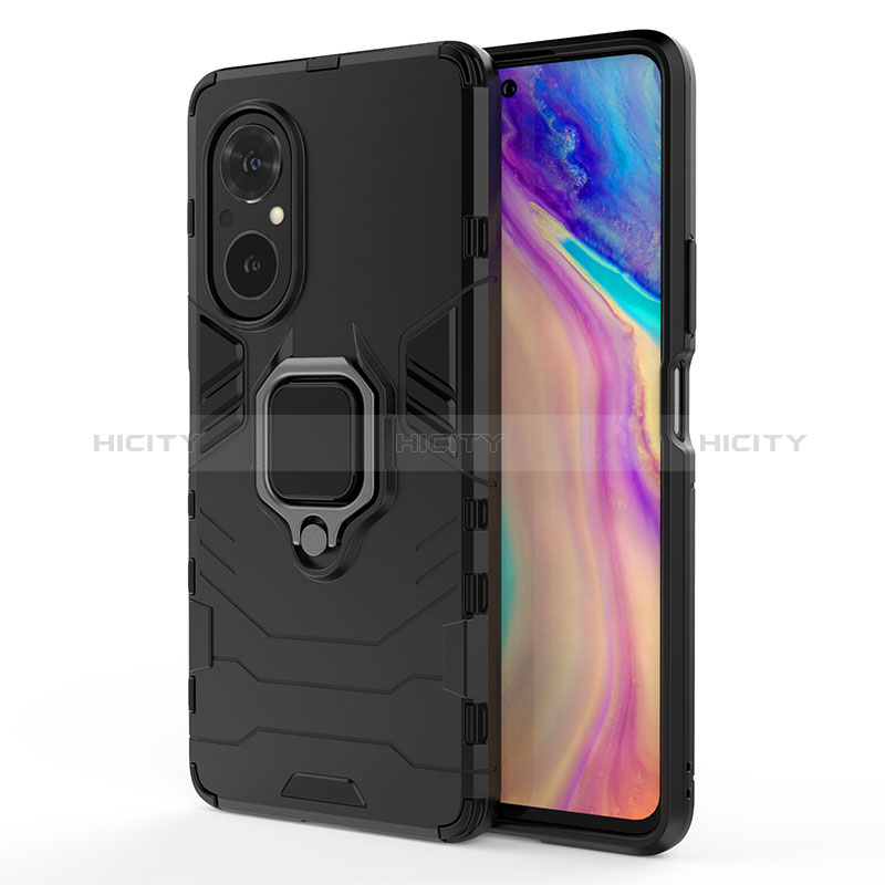 Funda Bumper Silicona y Plastico Mate Carcasa con Magnetico Anillo de dedo Soporte KC1 para Huawei Nova 9 SE